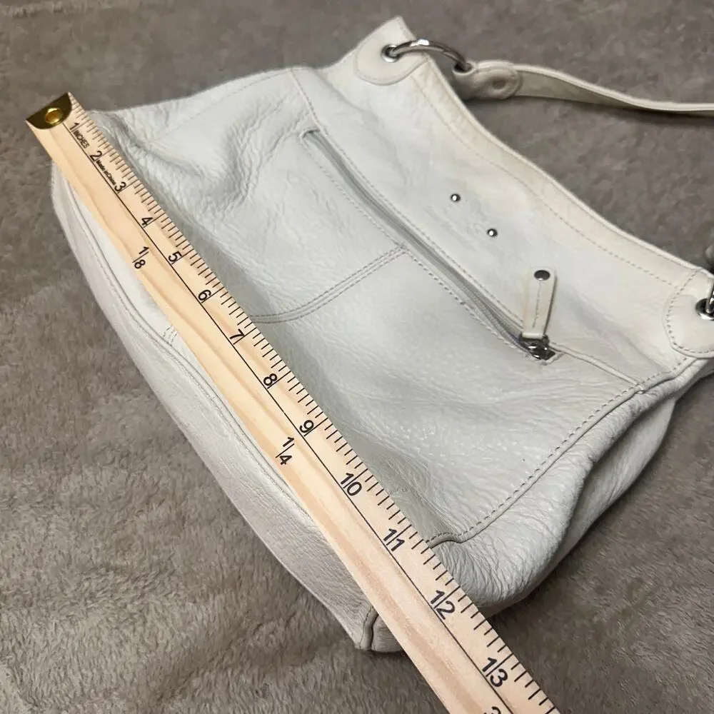 Stone Mountain White Leather Shoulder Bag Y2K Boho Purse - Picture 8 of 14